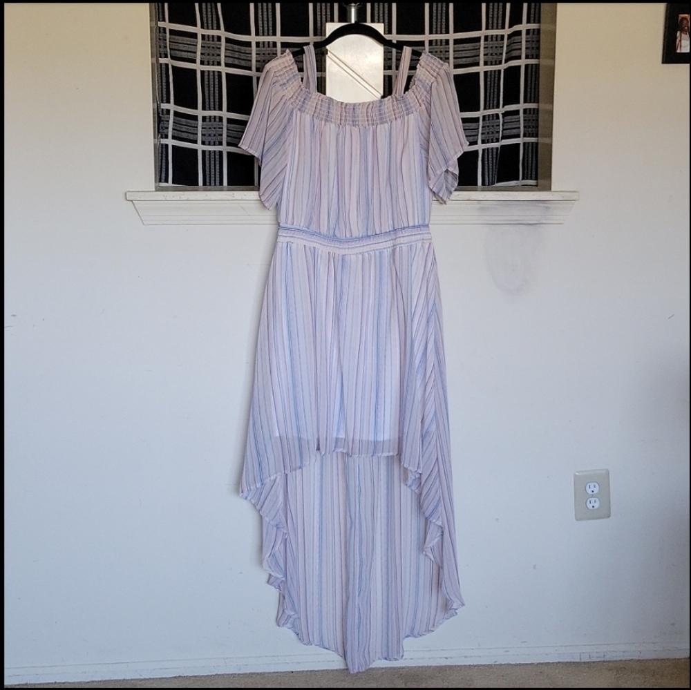 Multi stripe hi-lo dress